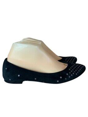 AGL Attilio Giusti Leombruni Black Studded Suede Riveted Flats Sz 7.5 (37.5)